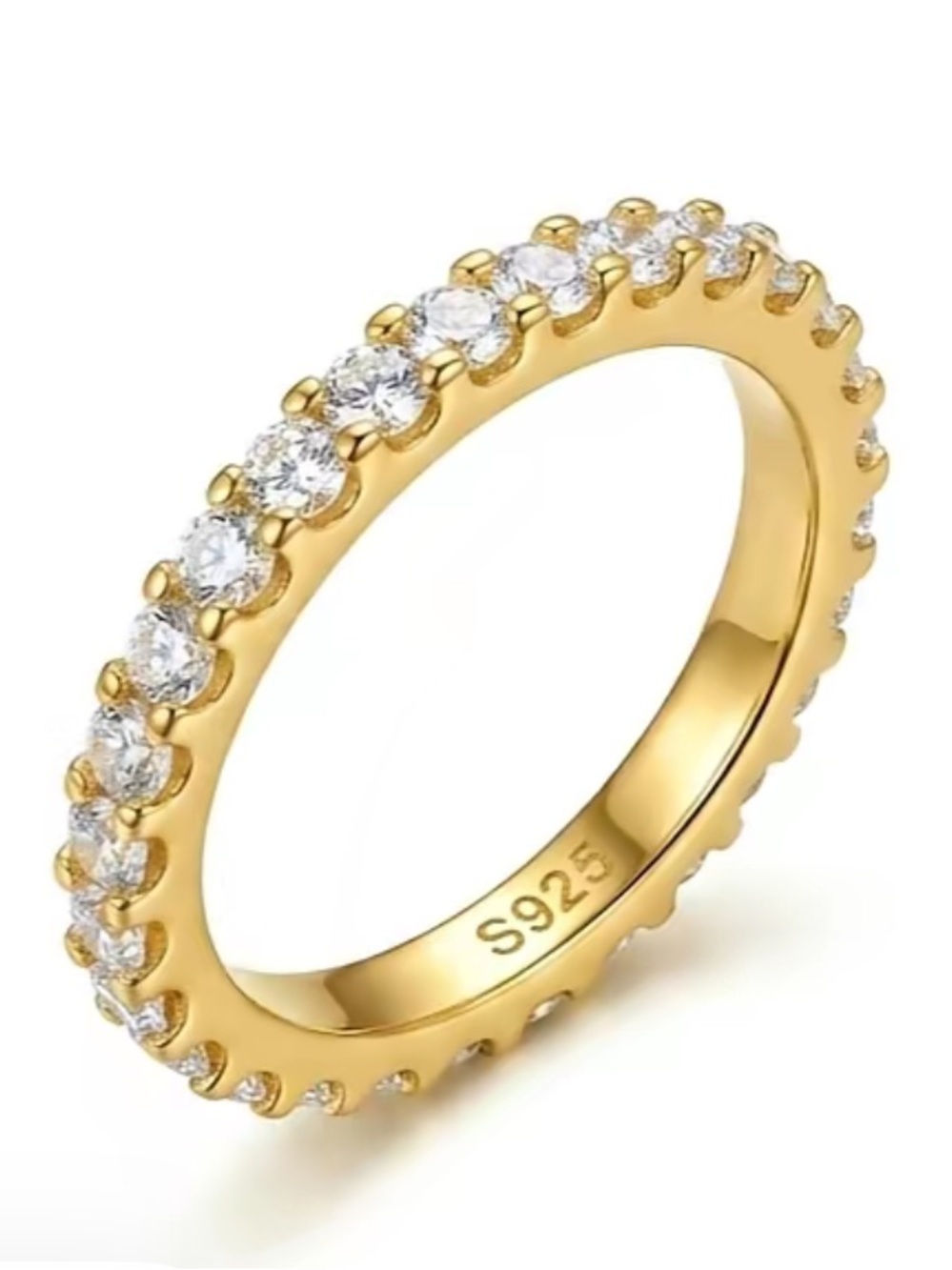 GRA CERTIFIED Moissanite Diamond 1/2 CT Eternity Band 18kgold925 Sterling Silver